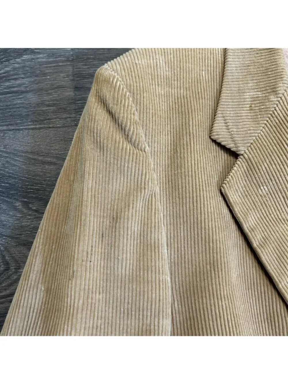 Jeremy Cobb 44L Hand Tailored Tan Corduroy Blazer Suede Elbow Patch Preppy VTG